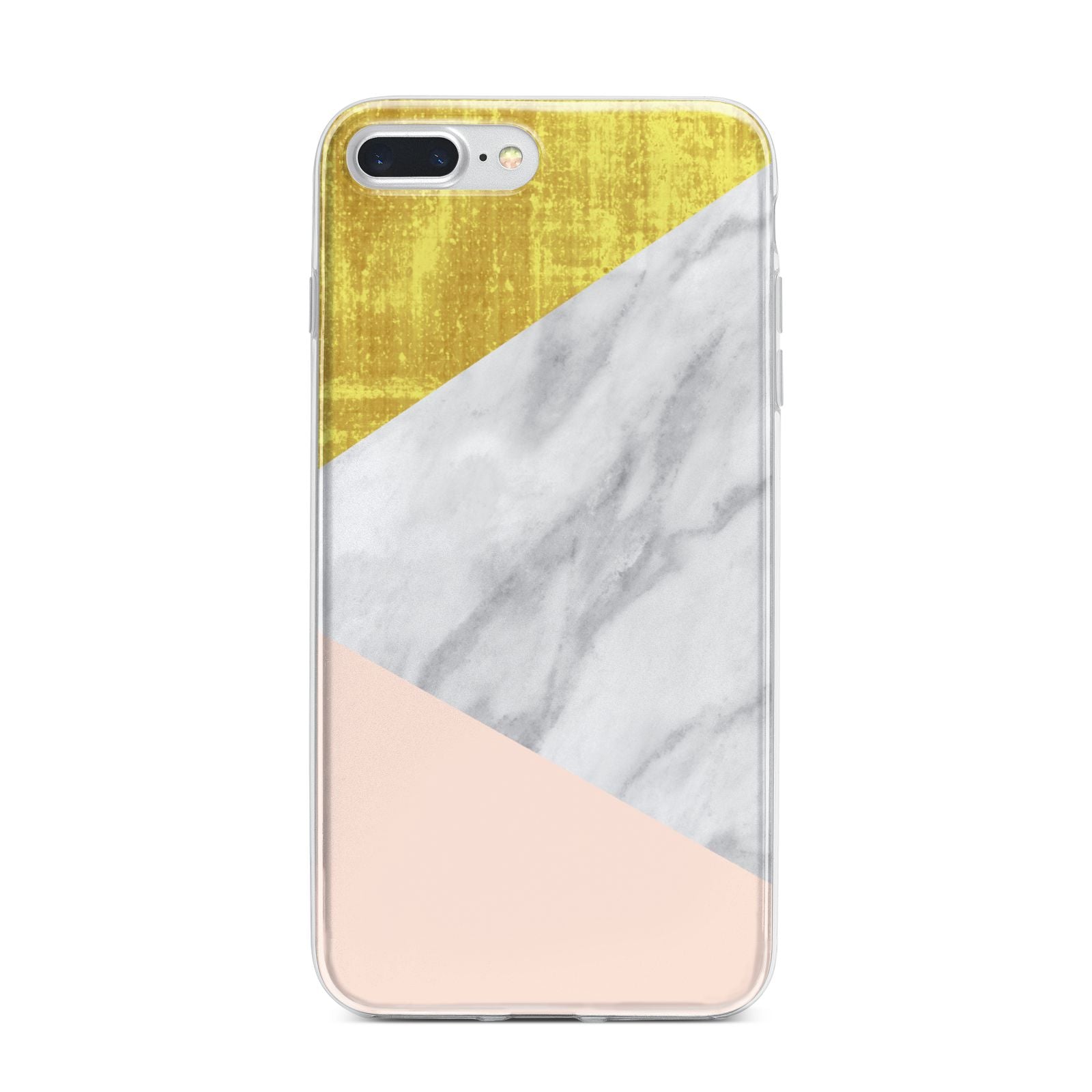 Marble White Gold Foil Peach iPhone 7 Plus Bumper Case on Silver iPhone