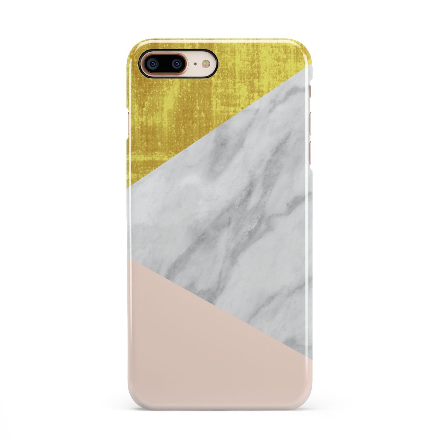 Marble White Gold Foil Peach iPhone 8 Plus 3D Snap Case on Gold Phone