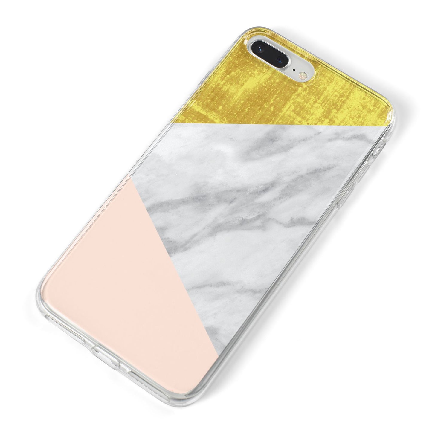Marble White Gold Foil Peach iPhone 8 Plus Bumper Case on Silver iPhone Alternative Image