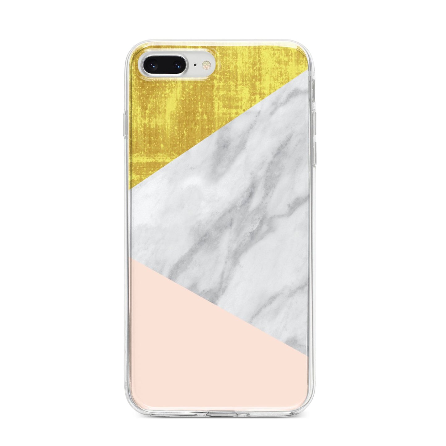 Marble White Gold Foil Peach iPhone 8 Plus Bumper Case on Silver iPhone