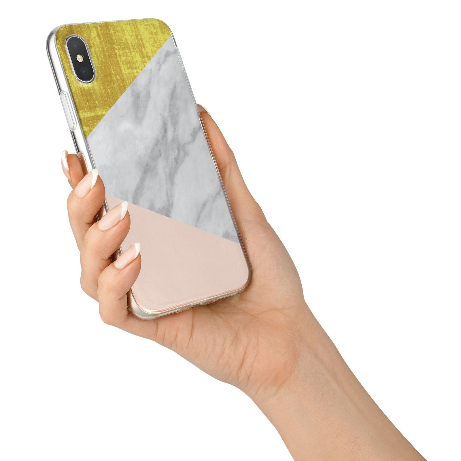 Marble White Gold Foil Peach iPhone X Bumper Case on Silver iPhone Alternative Image 2