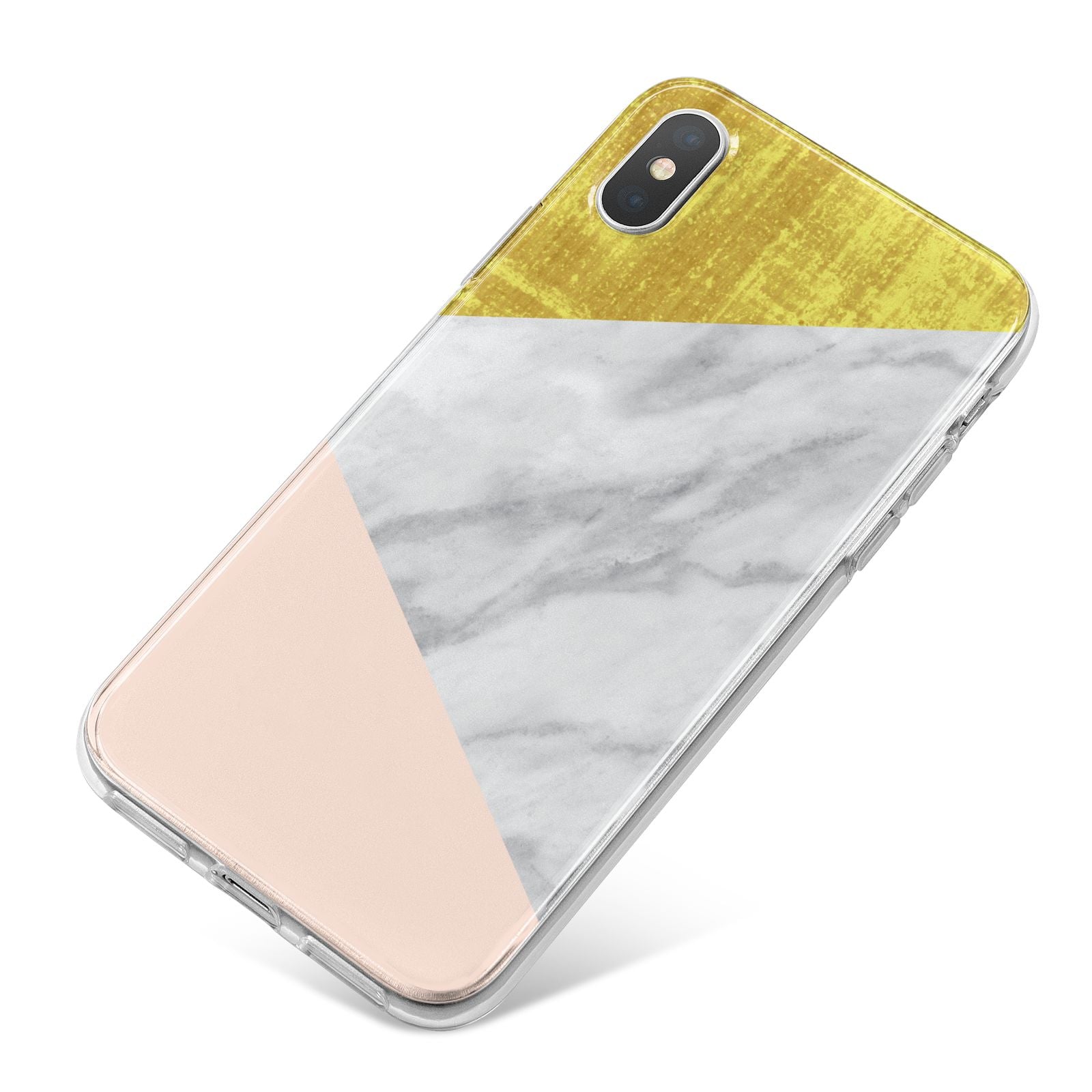 Marble White Gold Foil Peach iPhone X Bumper Case on Silver iPhone