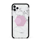 Marble White Grey Carrara Apple iPhone 11 Pro Max in Silver with Black Impact Case