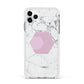 Marble White Grey Carrara Apple iPhone 11 Pro Max in Silver with White Impact Case