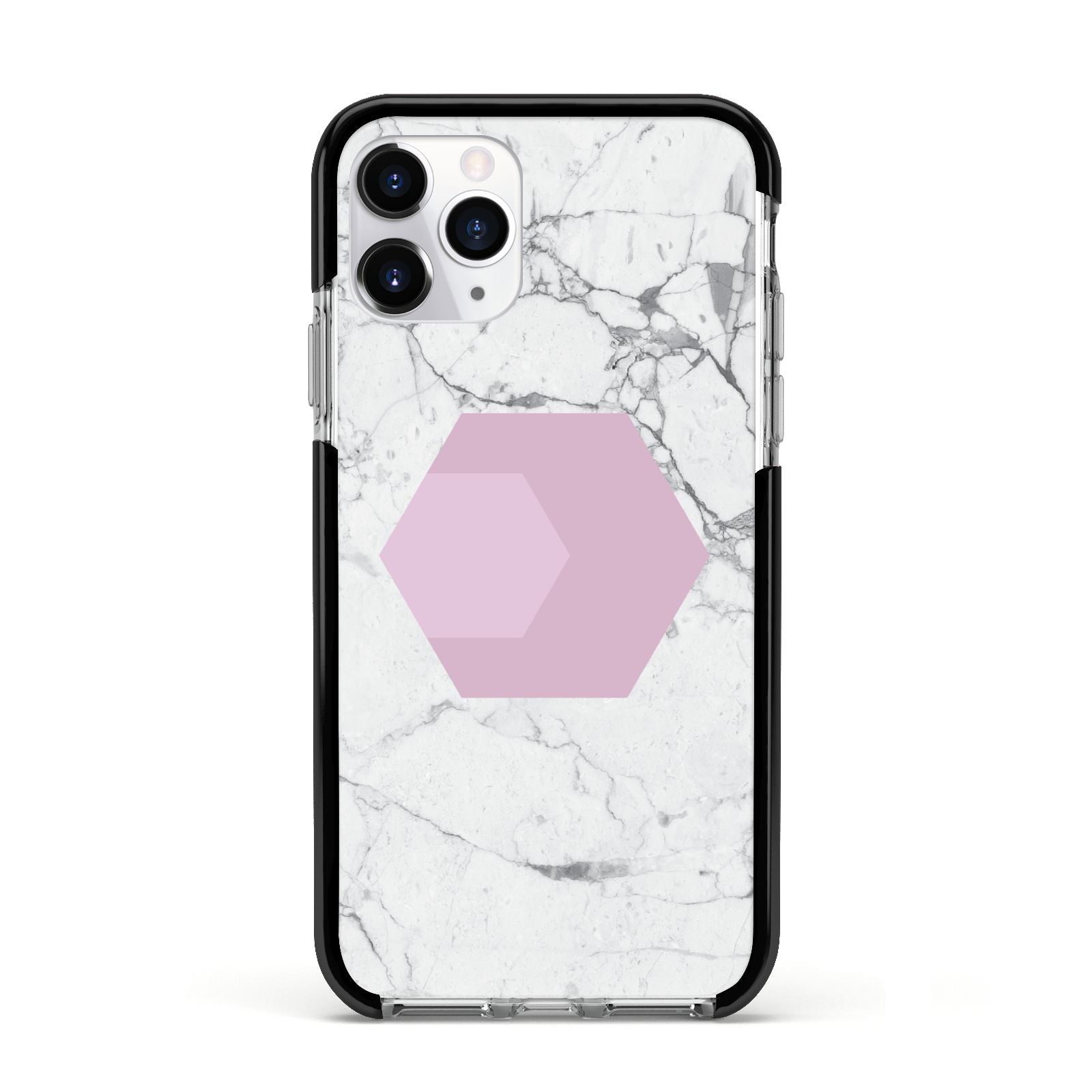 Marble White Grey Carrara Apple iPhone 11 Pro in Silver with Black Impact Case