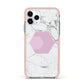 Marble White Grey Carrara Apple iPhone 11 Pro in Silver with Pink Impact Case