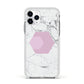 Marble White Grey Carrara Apple iPhone 11 Pro in Silver with White Impact Case