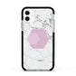 Marble White Grey Carrara Apple iPhone 11 in White with Black Impact Case