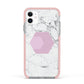 Marble White Grey Carrara Apple iPhone 11 in White with Pink Impact Case