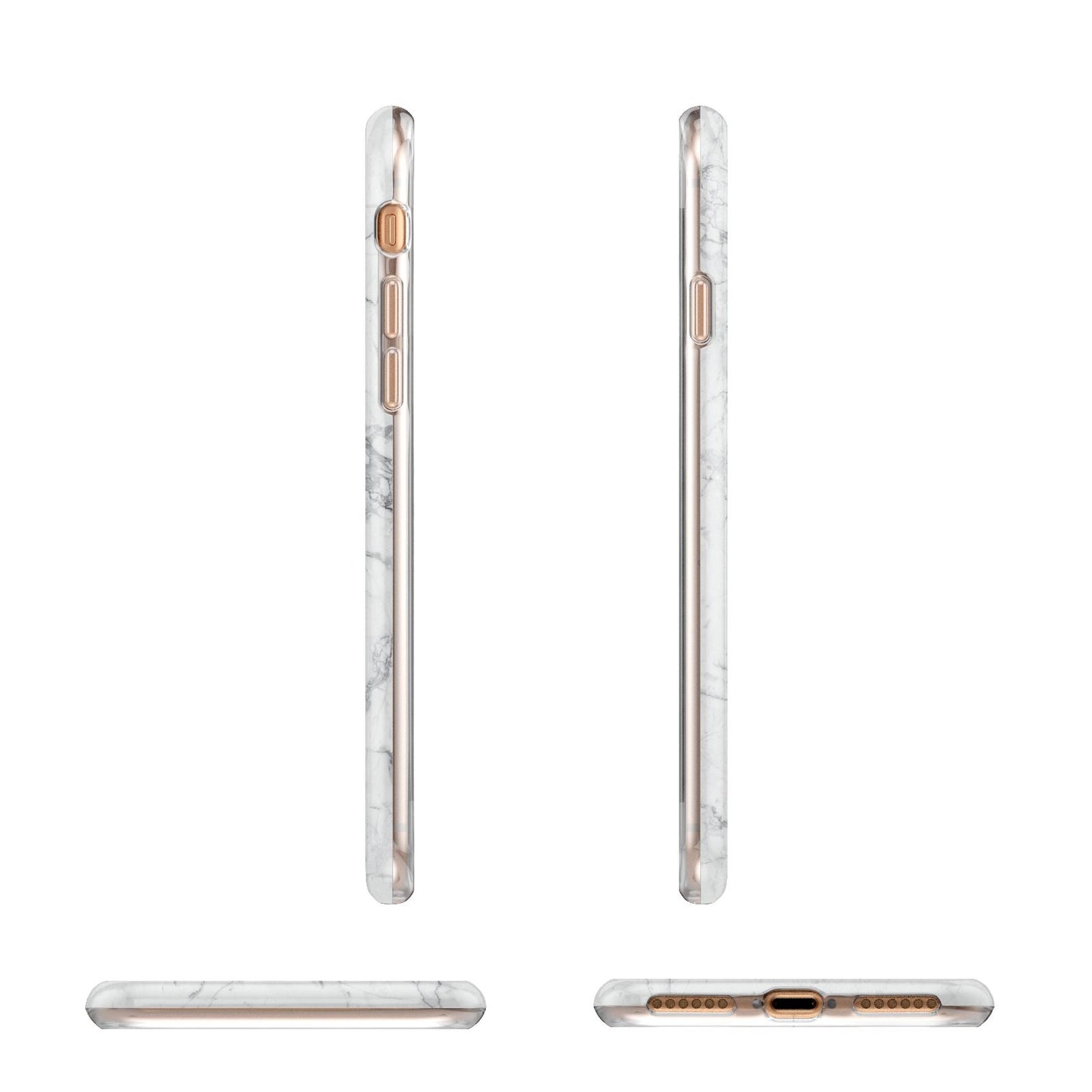 Marble White Grey Carrara Apple iPhone 7 8 3D Wrap Tough Case Alternative Image Angles