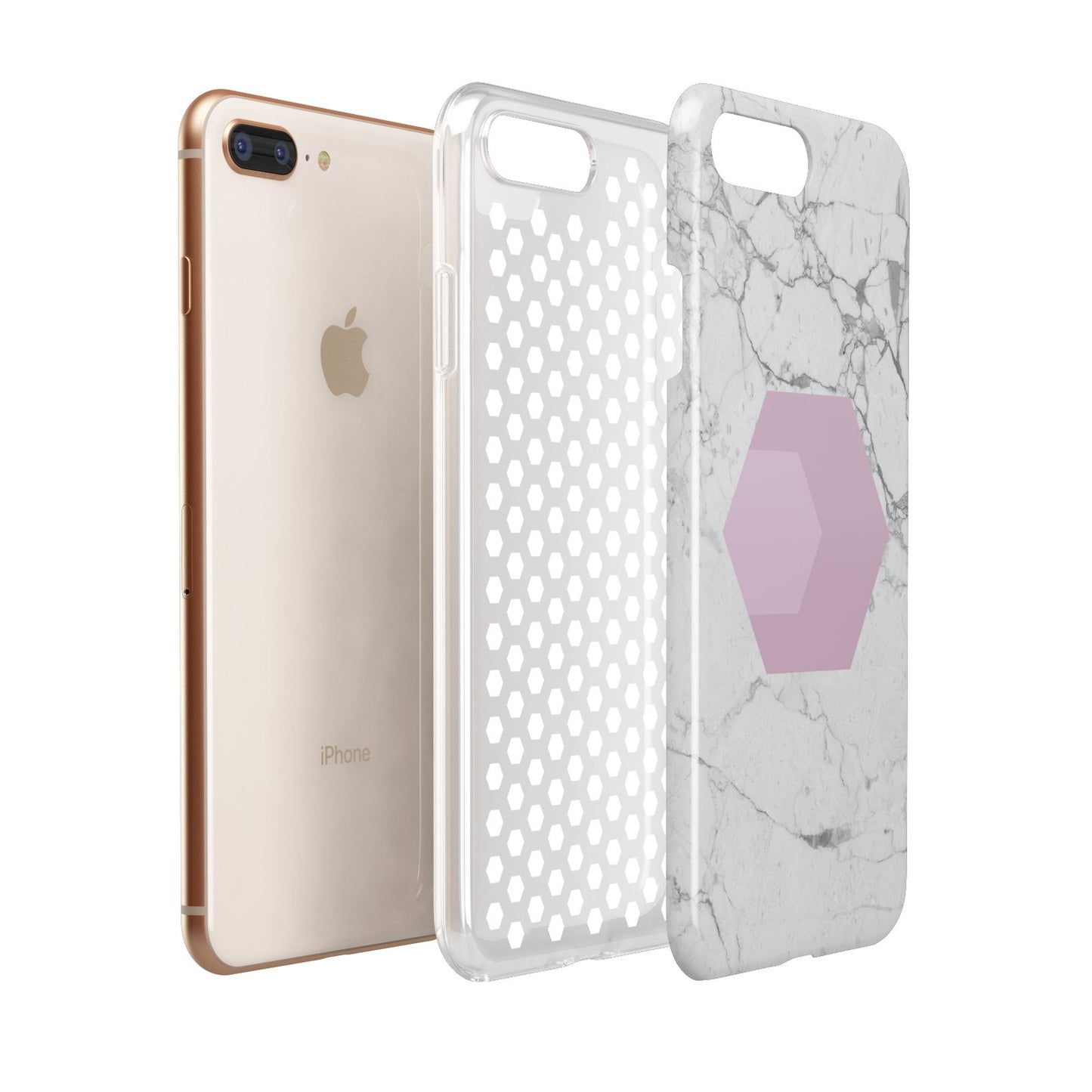 Marble White Grey Carrara Apple iPhone 7 8 Plus 3D Tough Case Expanded View