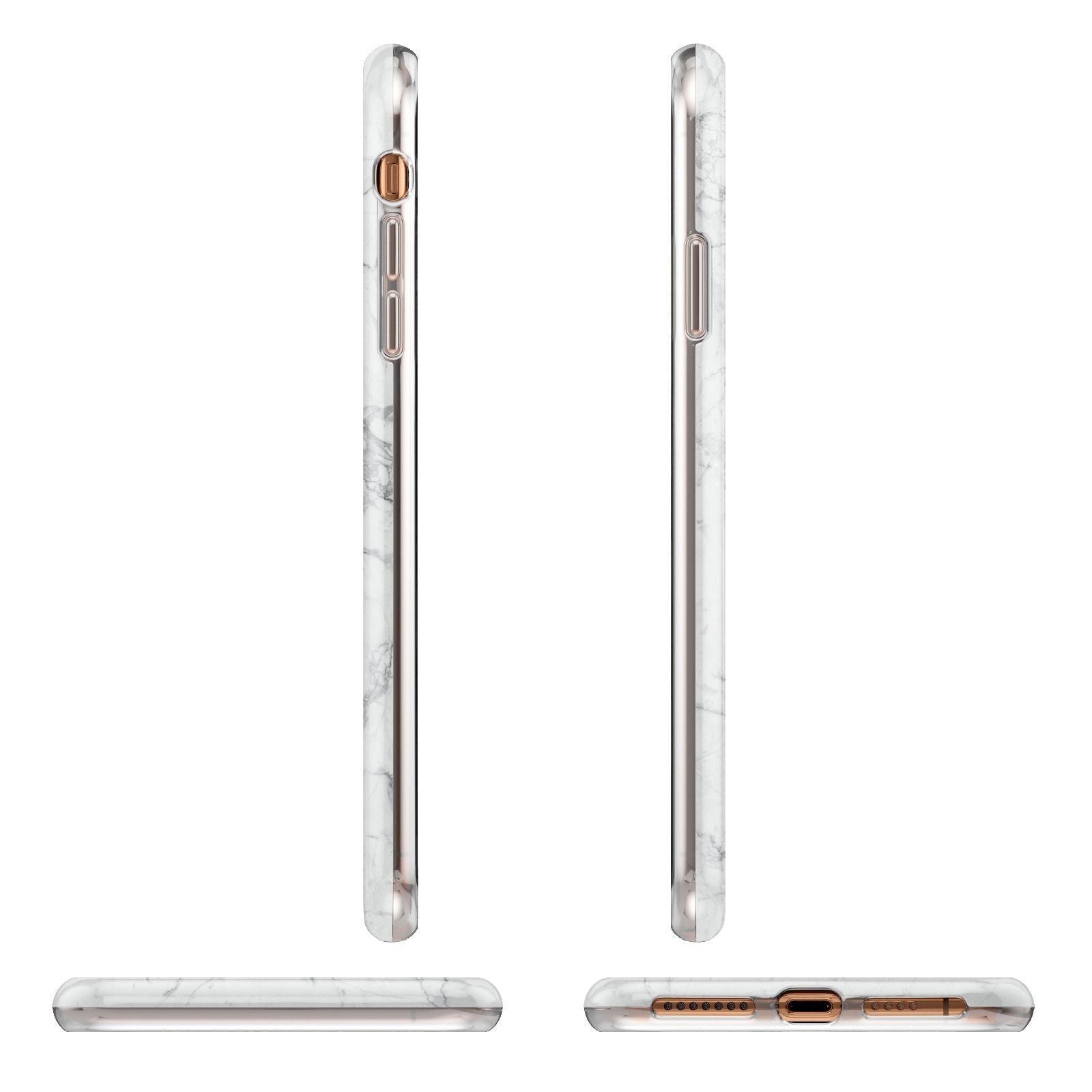 Marble White Grey Carrara Apple iPhone XS Max 3D Wrap Tough Case Alternative Image Angles