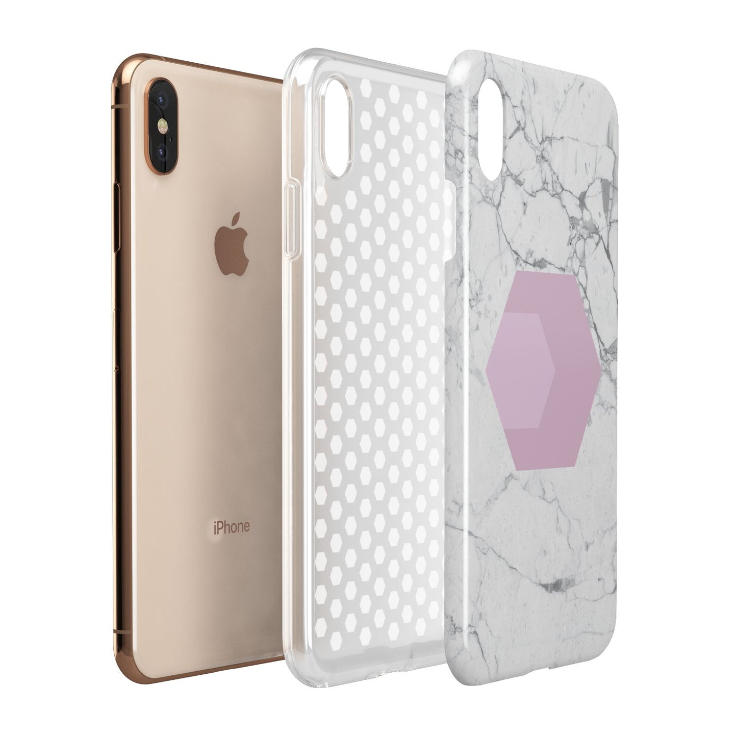 Marble White Grey Carrara Apple iPhone Xs Max 3D Tough Case Expanded View