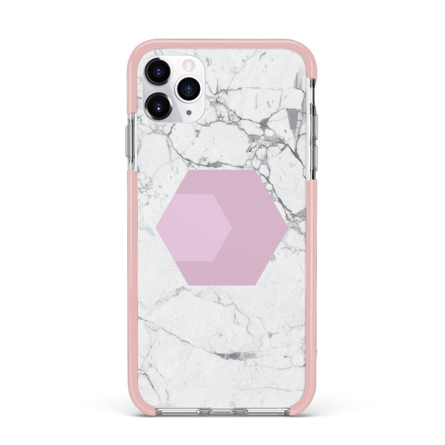 Marble White Grey Carrara iPhone 11 Pro Max Impact Pink Edge Case
