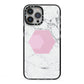 Marble White Grey Carrara iPhone 13 Pro Max Black Impact Case on Silver phone