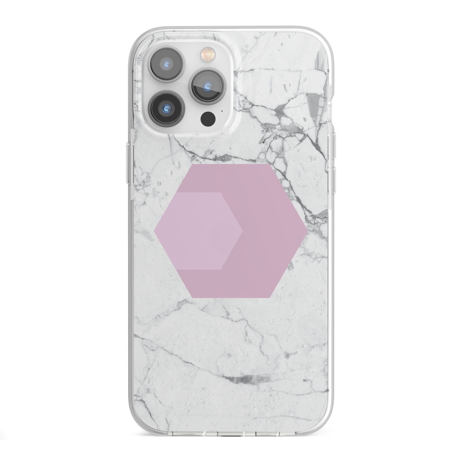 Marble White Grey Carrara iPhone 13 Pro Max TPU Impact Case with White Edges