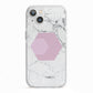 Marble White Grey Carrara iPhone 13 TPU Impact Case with White Edges