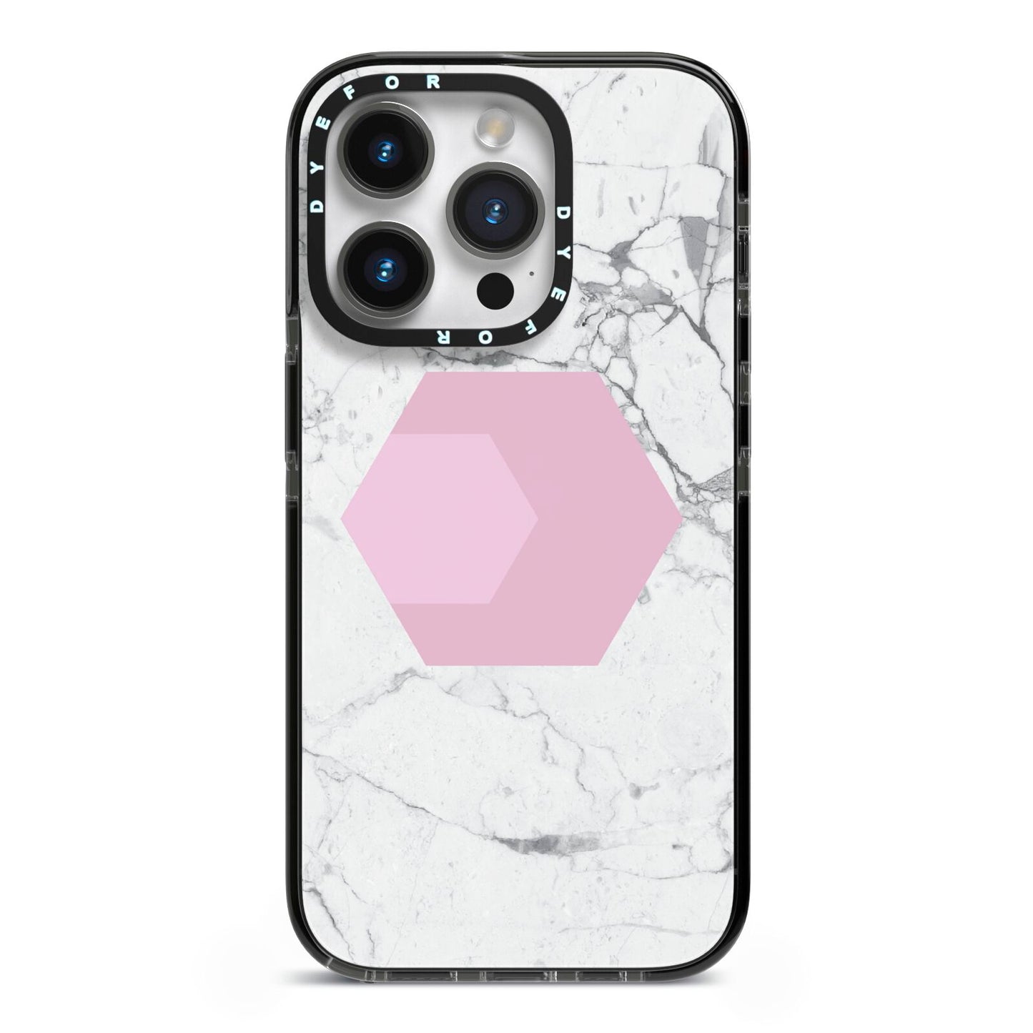 Marble White Grey Carrara iPhone 14 Pro Black Impact Case on Silver phone