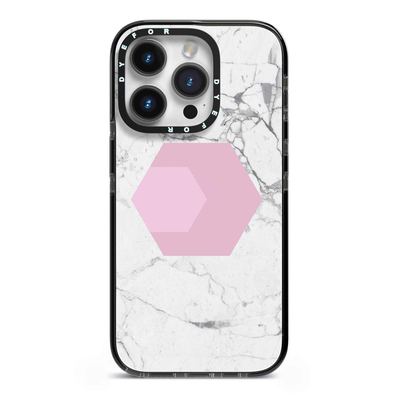 Marble White Grey Carrara iPhone 14 Pro Black Impact Case on Silver phone