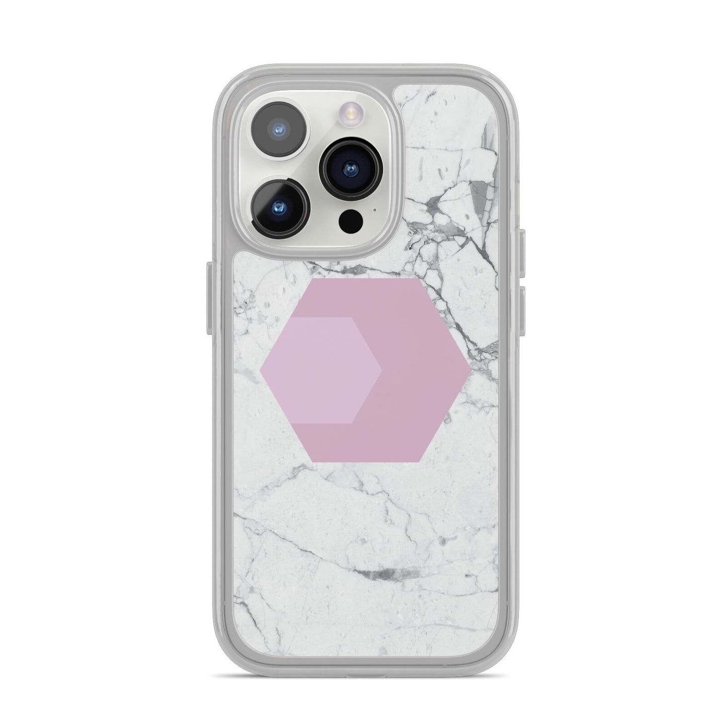 Marble White Grey Carrara iPhone 14 Pro Clear Tough Case Silver