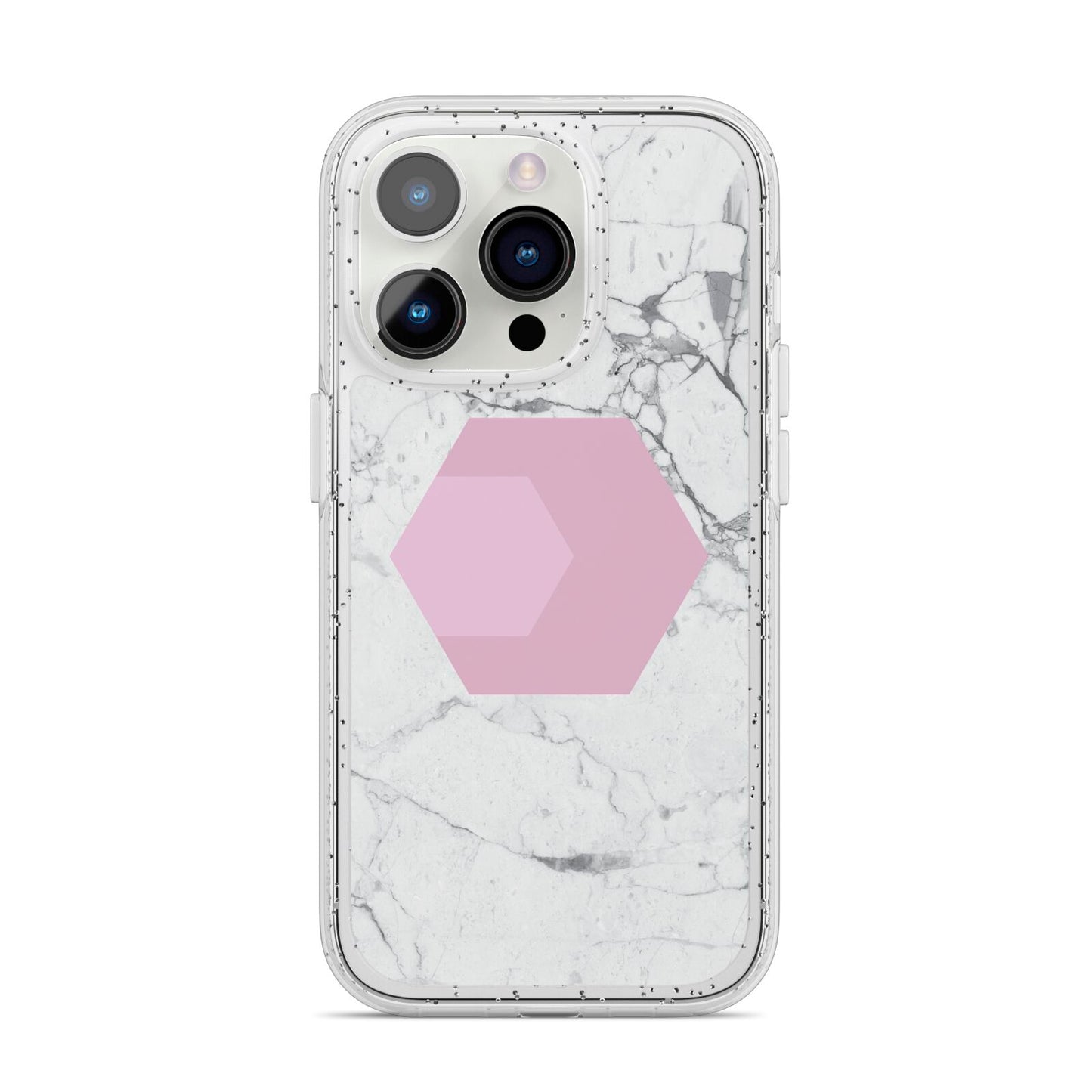 Marble White Grey Carrara iPhone 14 Pro Glitter Tough Case Silver