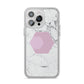 Marble White Grey Carrara iPhone 14 Pro Max Clear Tough Case Silver
