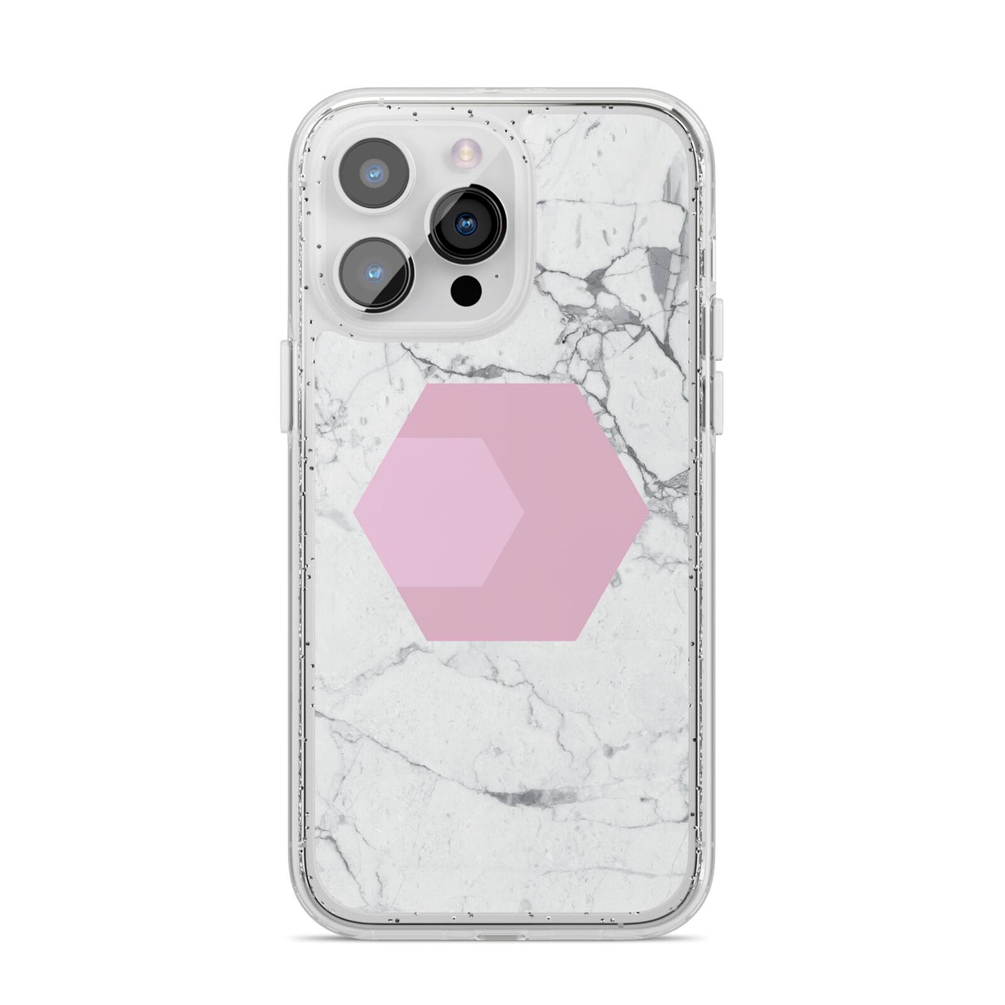 Marble White Grey Carrara iPhone 14 Pro Max Glitter Tough Case Silver