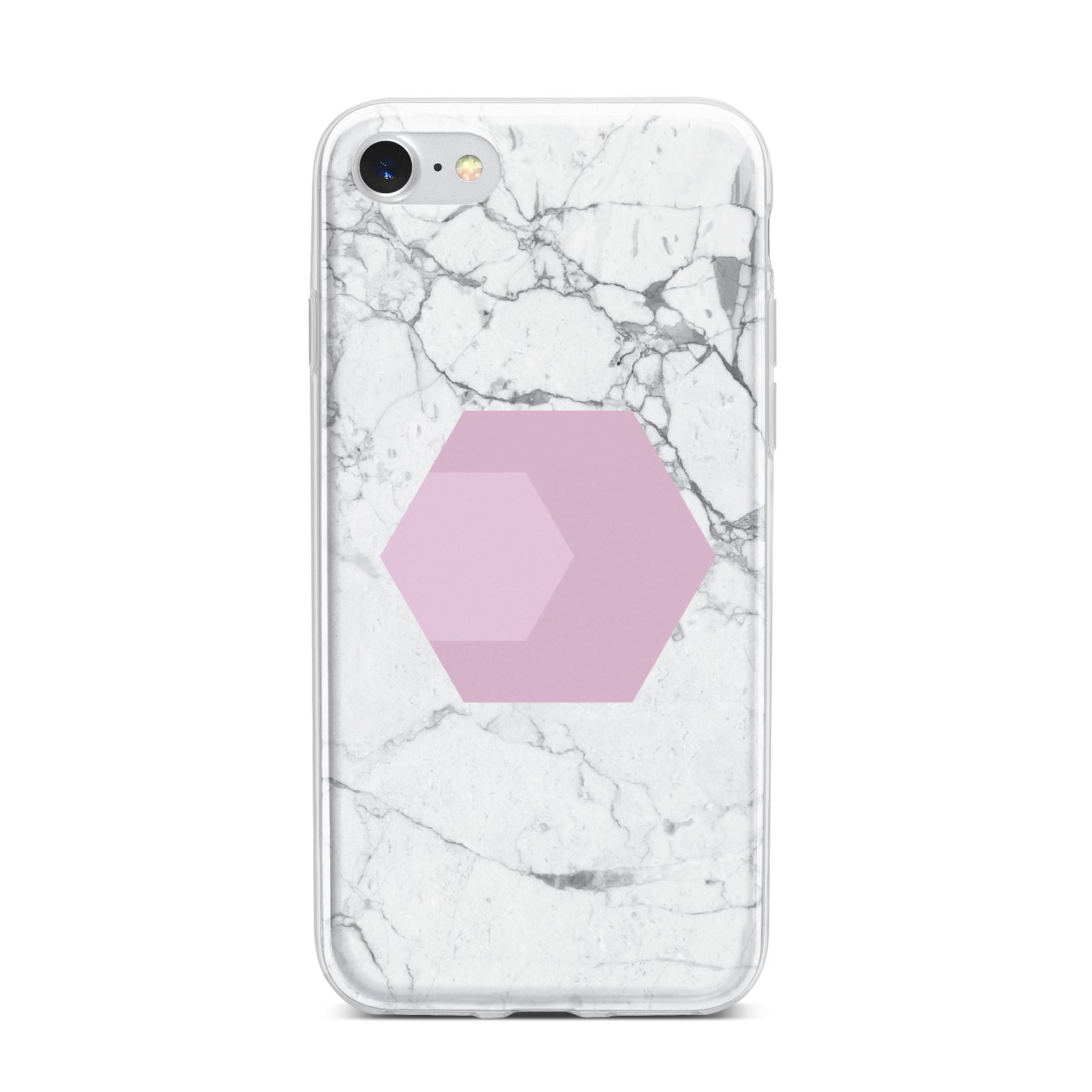 Marble White Grey Carrara iPhone 7 Bumper Case on Silver iPhone
