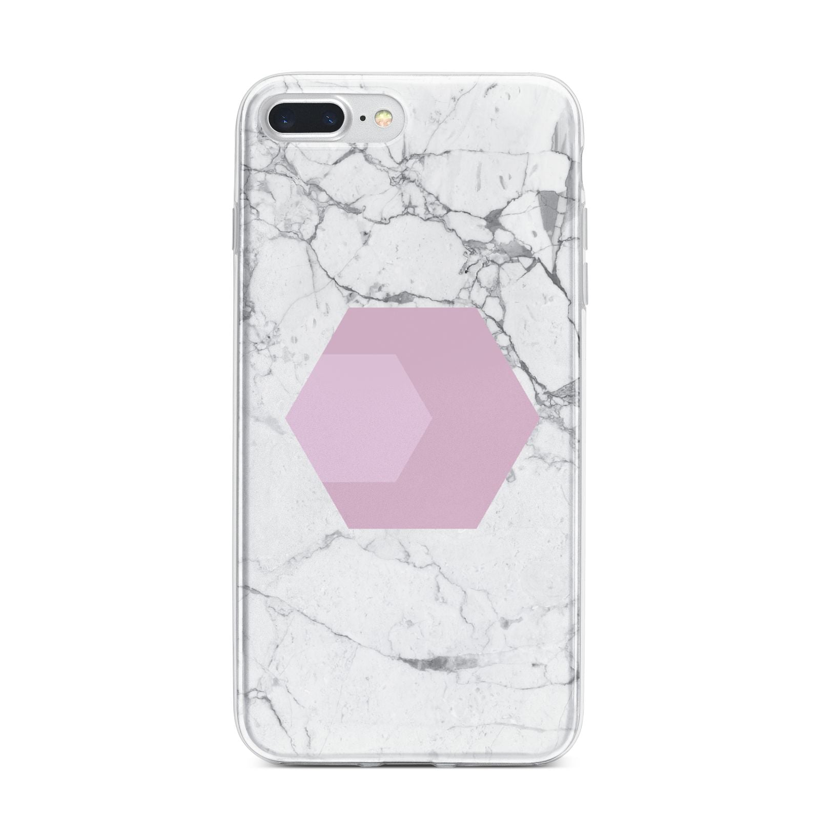 Marble White Grey Carrara iPhone 7 Plus Bumper Case on Silver iPhone
