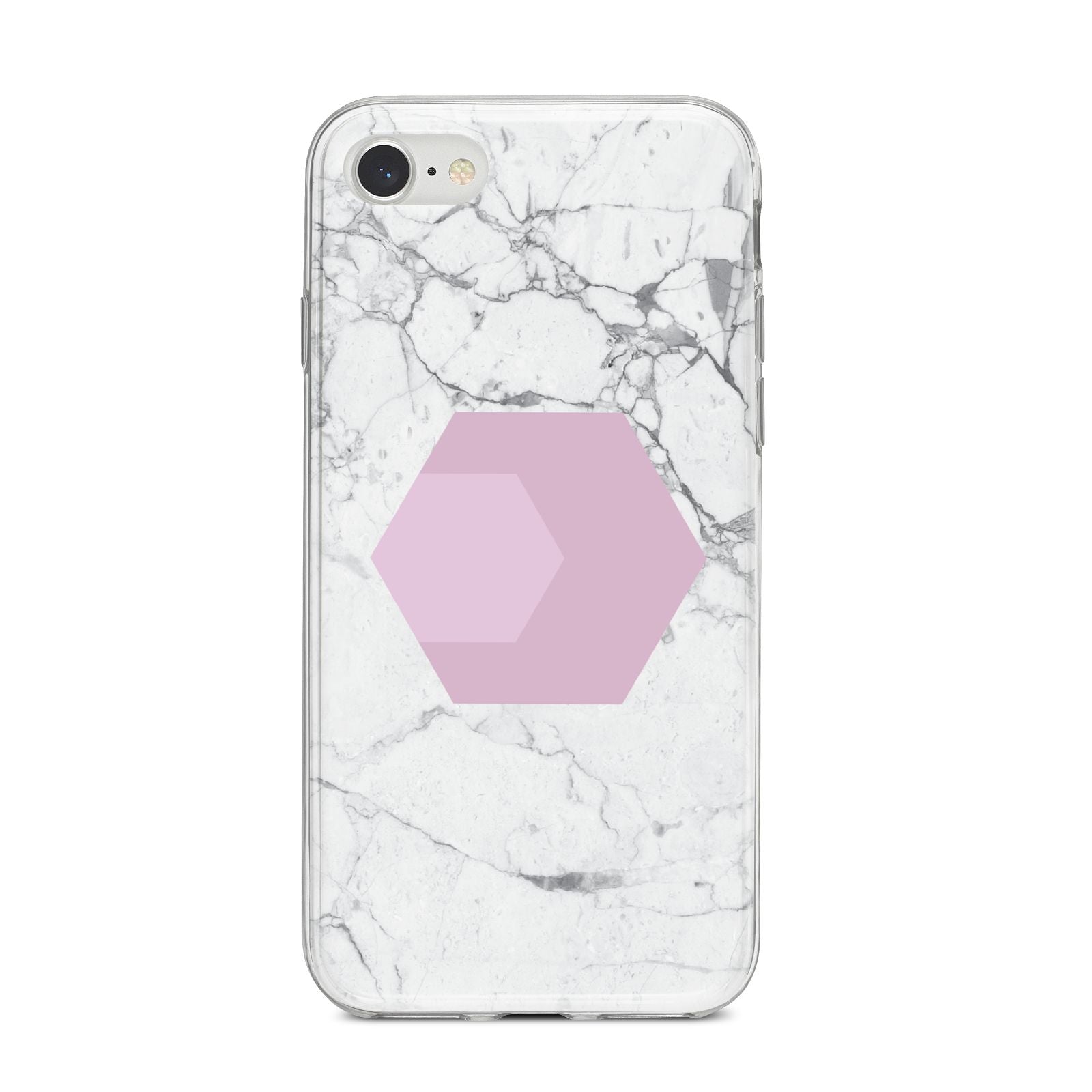 Marble White Grey Carrara iPhone 8 Bumper Case on Silver iPhone