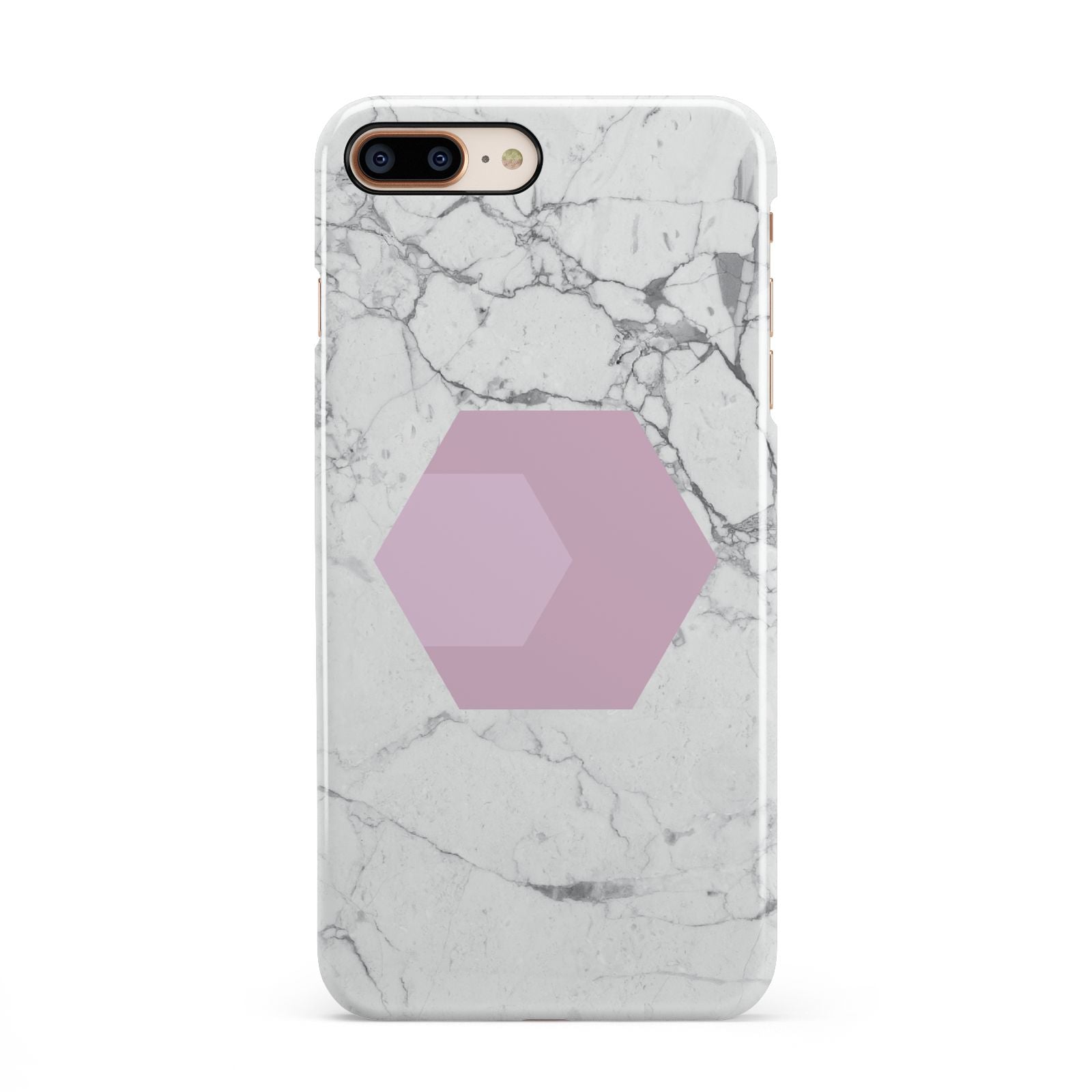Marble White Grey Carrara iPhone 8 Plus 3D Snap Case on Gold Phone