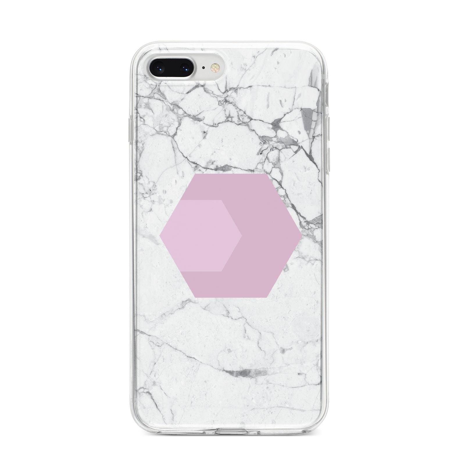 Marble White Grey Carrara iPhone 8 Plus Bumper Case on Silver iPhone
