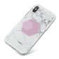 Marble White Grey Carrara iPhone X Bumper Case on Silver iPhone