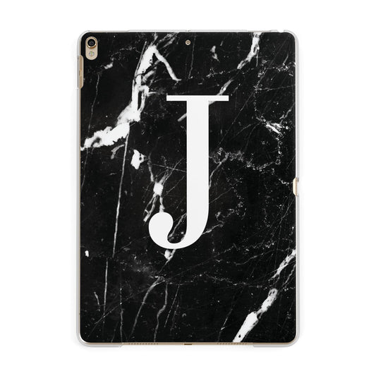Marble White Initial Personalised Apple iPad Gold Case