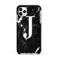 Marble White Initial Personalised Apple iPhone 11 Pro Max in Silver with Black Impact Case