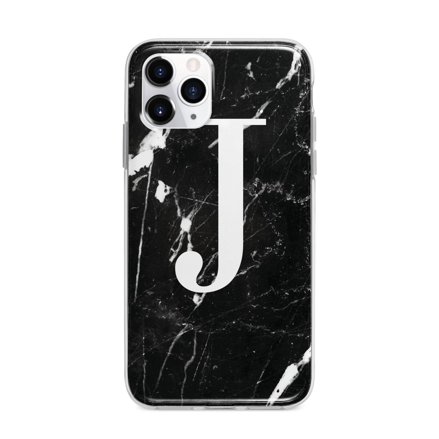 Marble White Initial Personalised Apple iPhone 11 Pro Max in Silver with Bumper Case