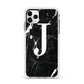Marble White Initial Personalised Apple iPhone 11 Pro Max in Silver with White Impact Case
