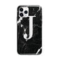 Marble White Initial Personalised Apple iPhone 11 Pro in Silver with Bumper Case