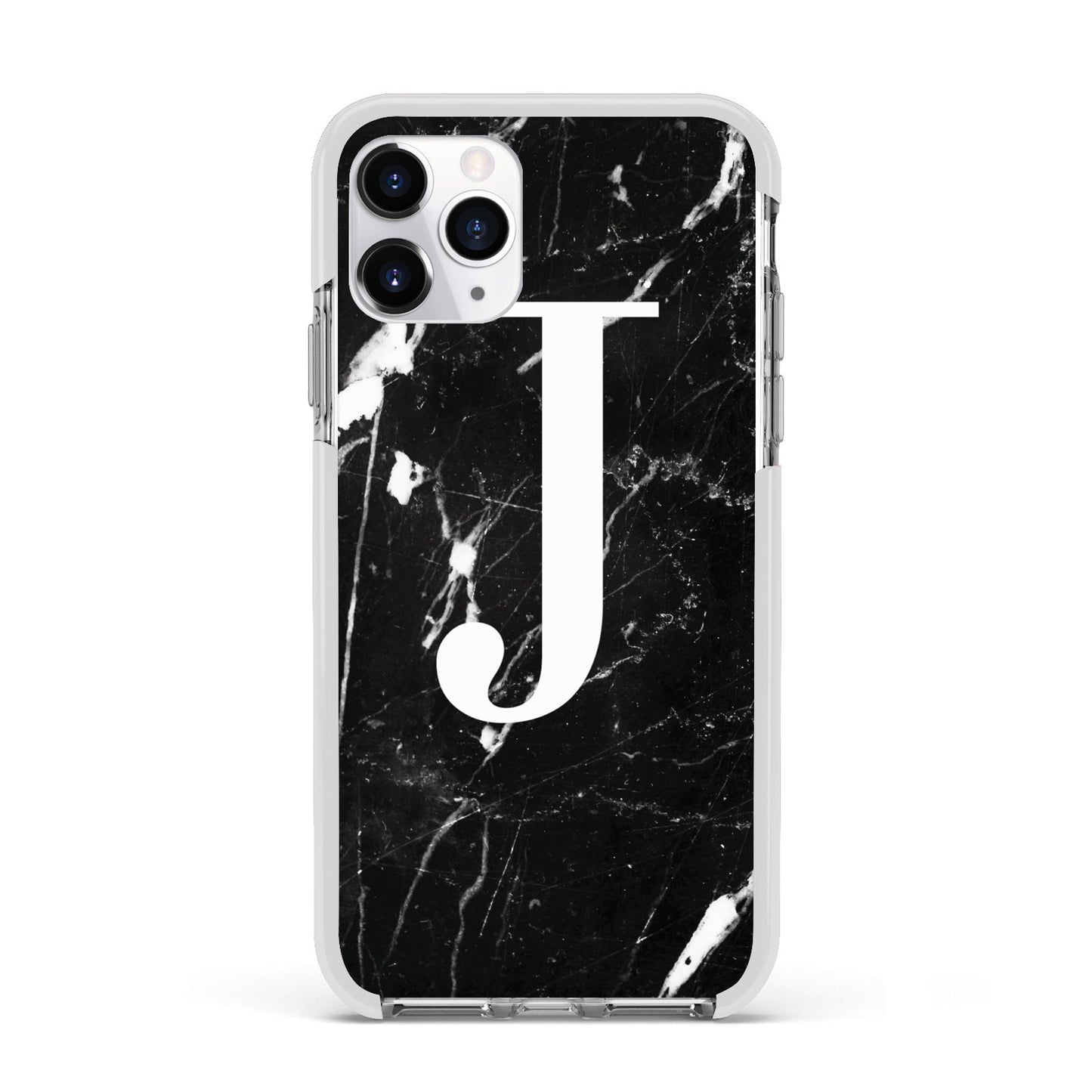 Marble White Initial Personalised Apple iPhone 11 Pro in Silver with White Impact Case