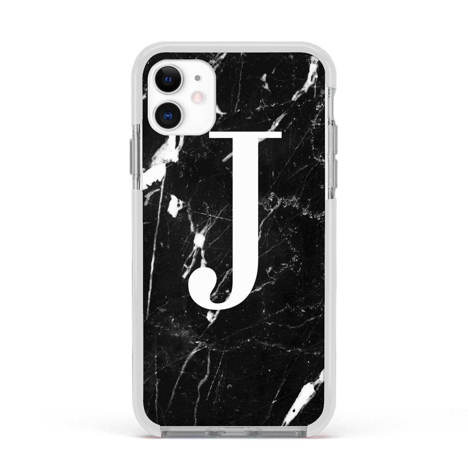 Marble White Initial Personalised Apple iPhone 11 in White with White Impact Case