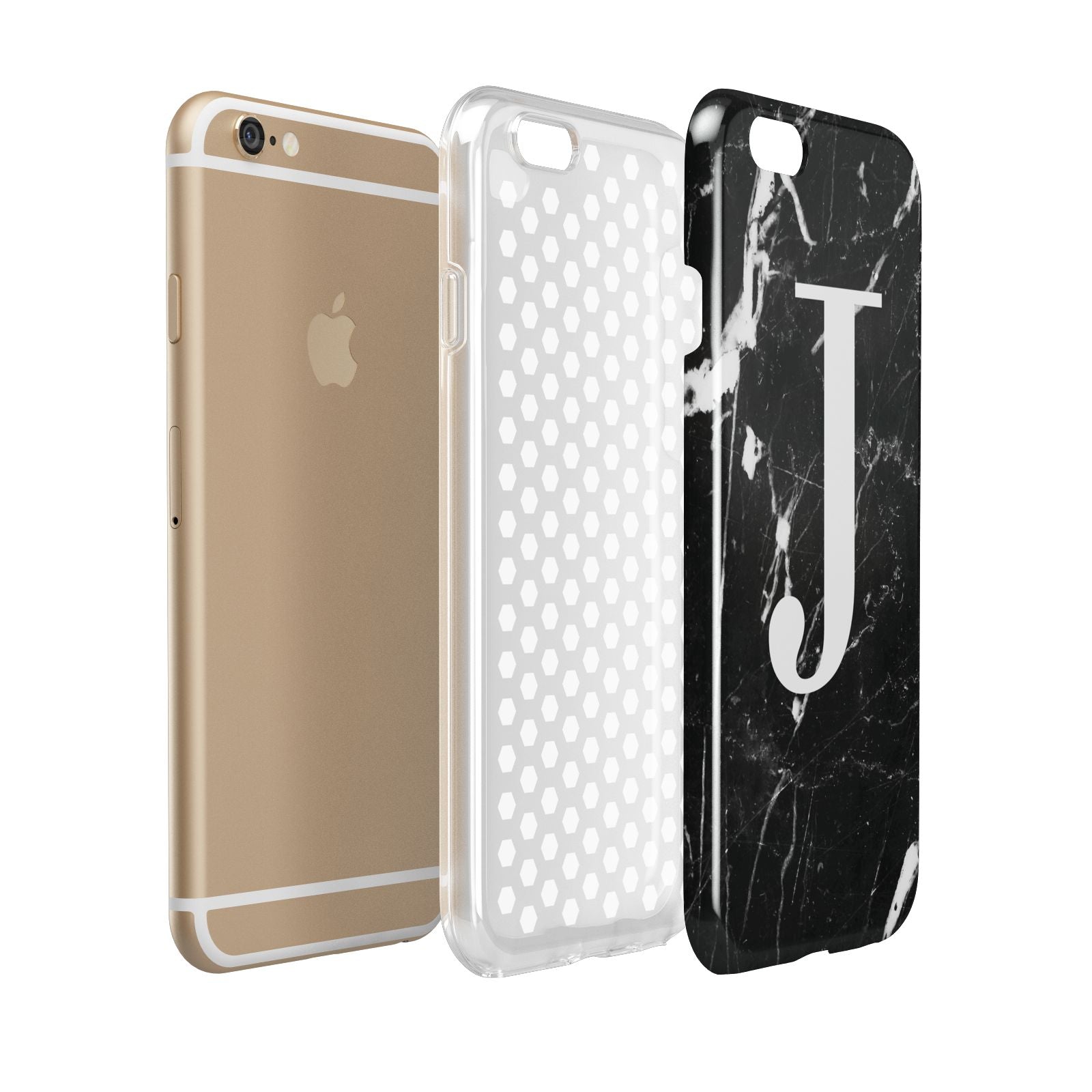 Marble White Initial Personalised Apple iPhone 6 3D Tough Case Expanded view