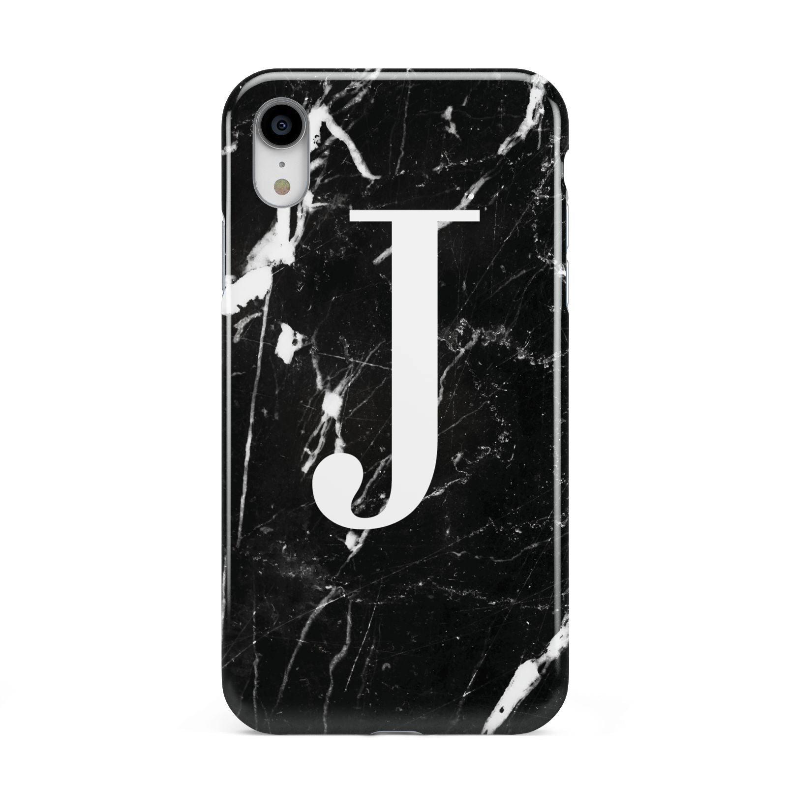 Marble White Initial Personalised Apple iPhone XR White 3D Tough Case