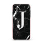 Marble White Initial Personalised Apple iPhone Xs Max Impact Case Pink Edge on Black Phone