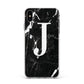 Marble White Initial Personalised Apple iPhone Xs Max Impact Case White Edge on Silver Phone