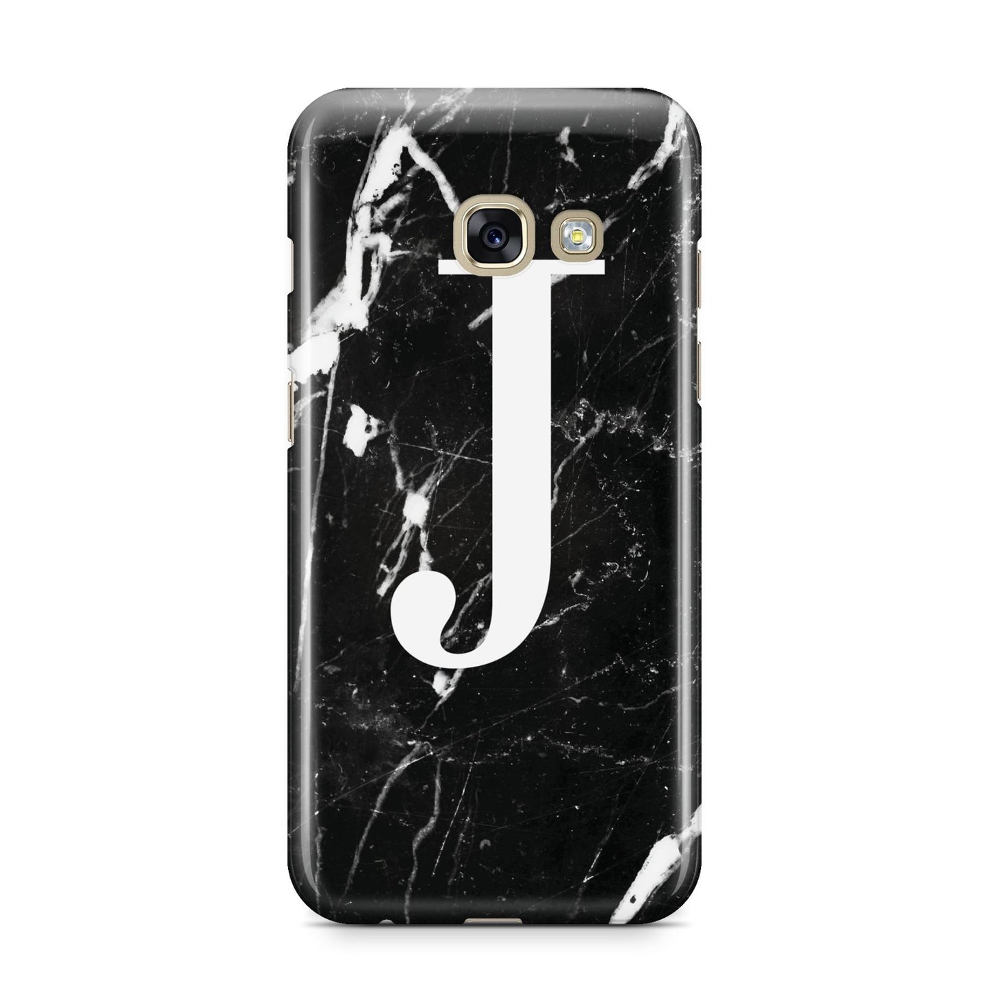 Marble White Initial Personalised Samsung Galaxy A3 2017 Case on gold phone
