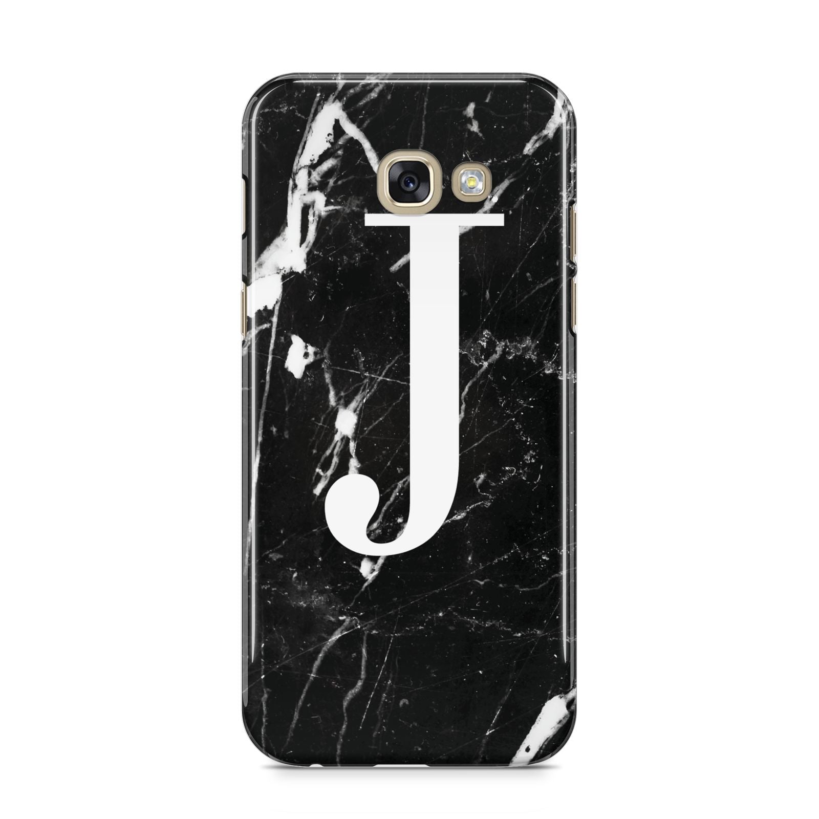 Marble White Initial Personalised Samsung Galaxy A5 2017 Case on gold phone