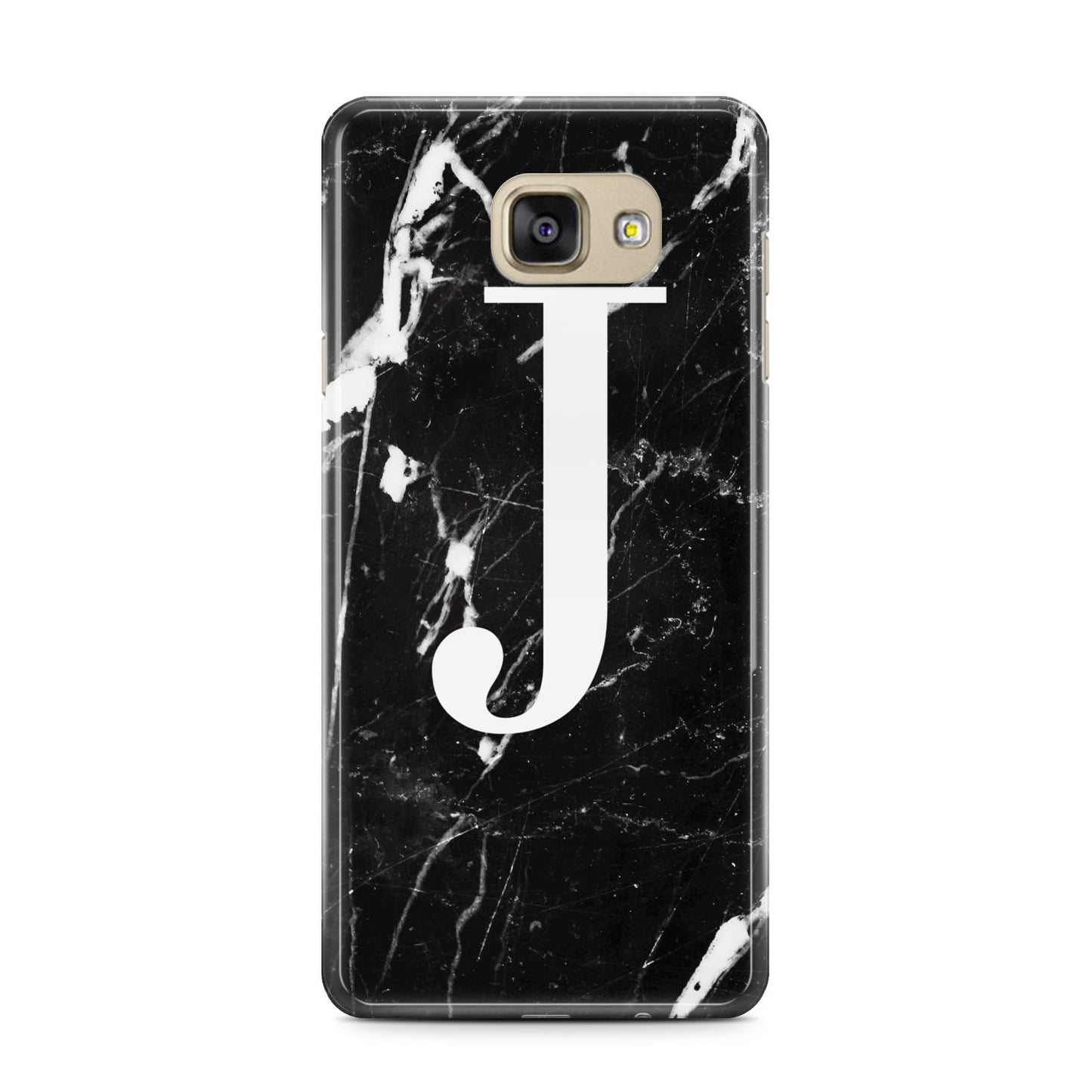 Marble White Initial Personalised Samsung Galaxy A7 2016 Case on gold phone