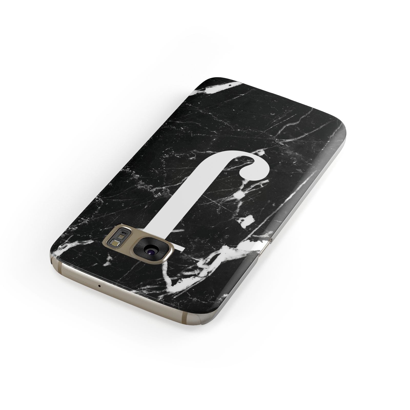 Marble White Initial Personalised Samsung Galaxy Case Front Close Up