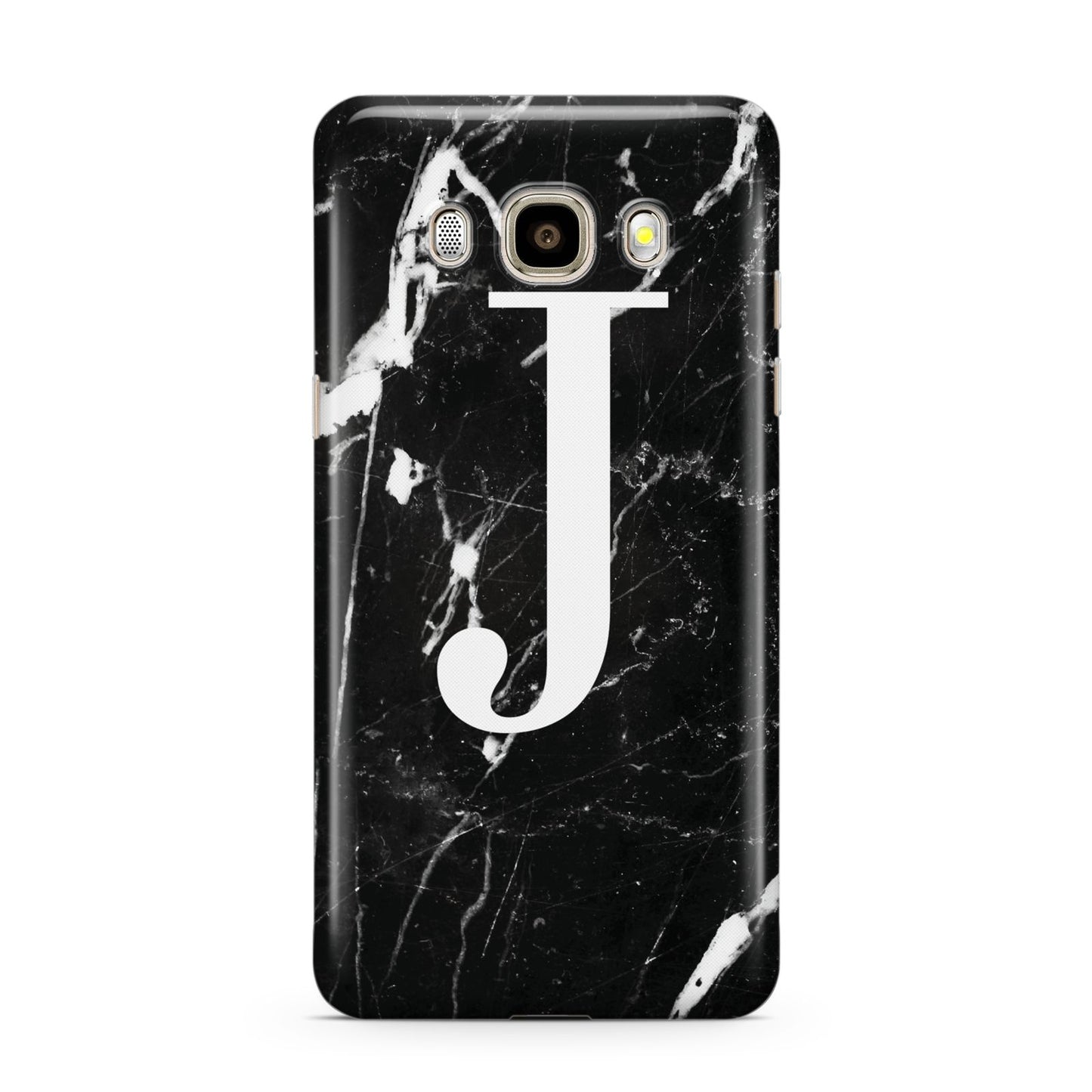 Marble White Initial Personalised Samsung Galaxy J7 2016 Case on gold phone