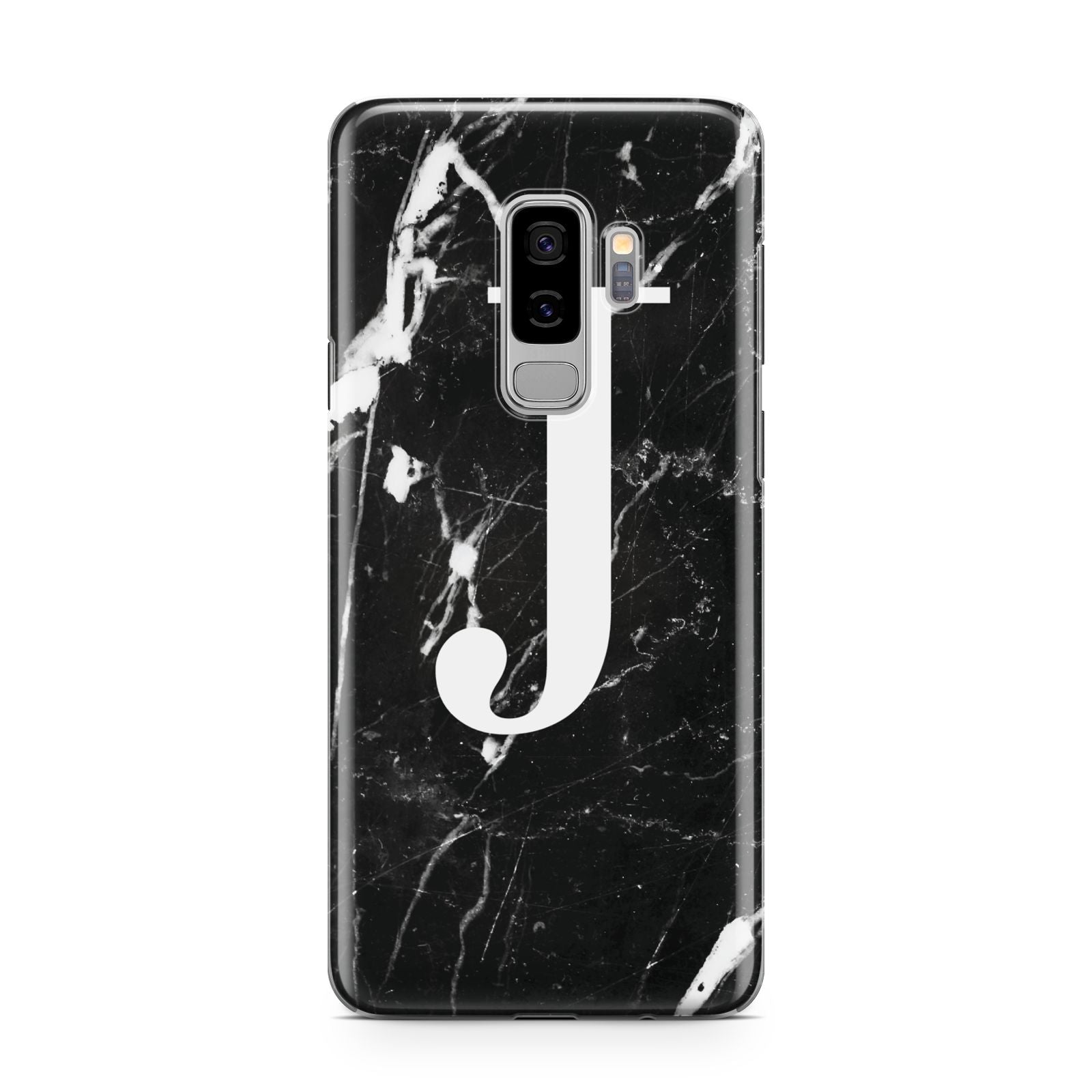 Marble White Initial Personalised Samsung Galaxy S9 Plus Case on Silver phone